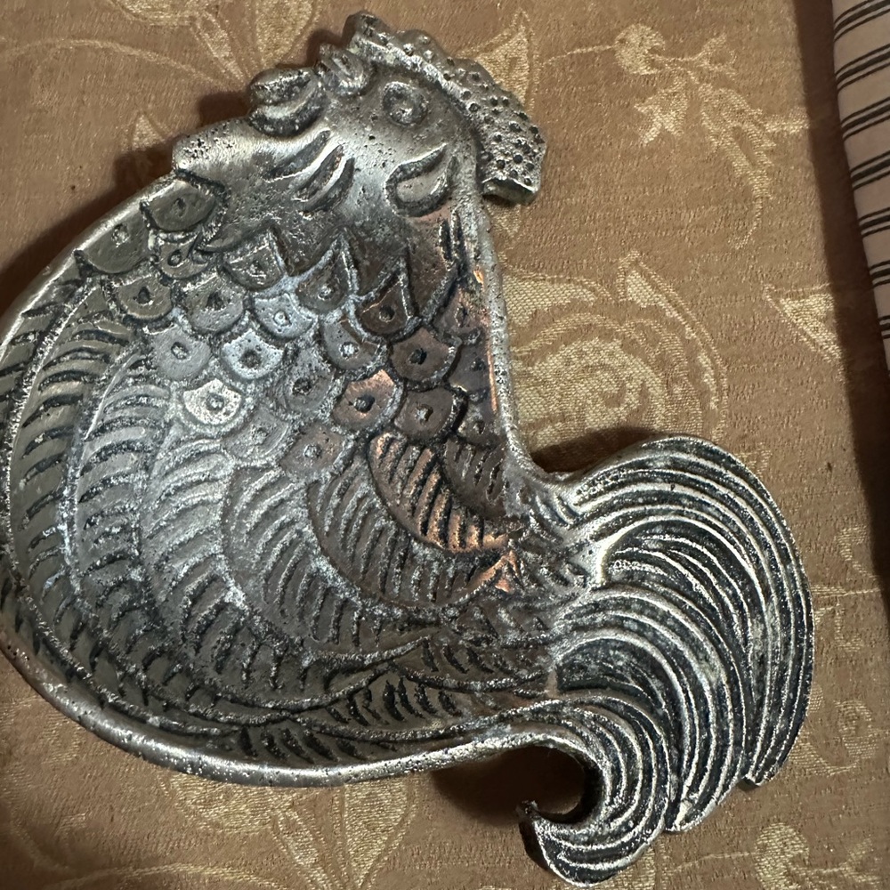 Silver rooster farmhouse spoon rest